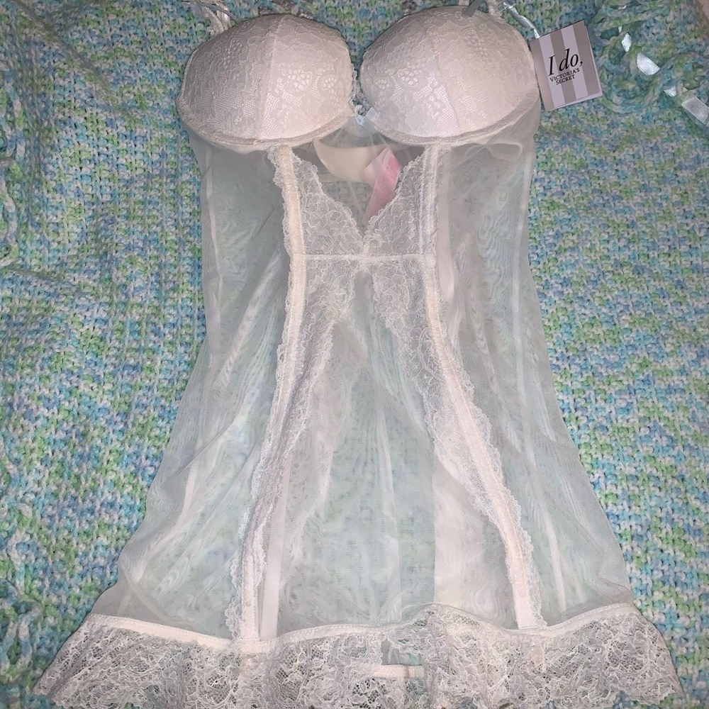 VS Bridal babydoll lingerie white lace 34B w/tag
